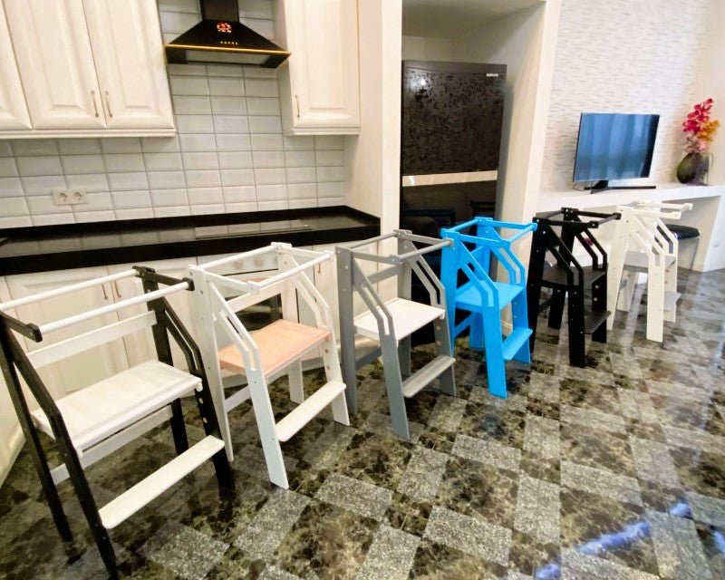 Twins Toddler Chair Double Learning Montessori Tower Foldable Kitchen Baby Furniture Wooden Kids Step Stool Observation Tower