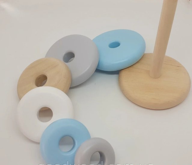 Wooden Toddler Montessori Baby Toys, Pyramid Stacking Rings