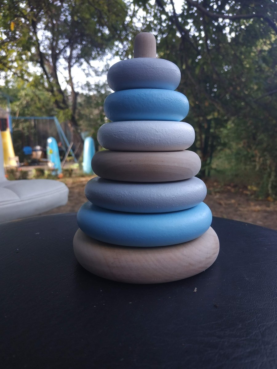 Wooden Toddler Montessori Baby Toys, Pyramid Stacking Rings