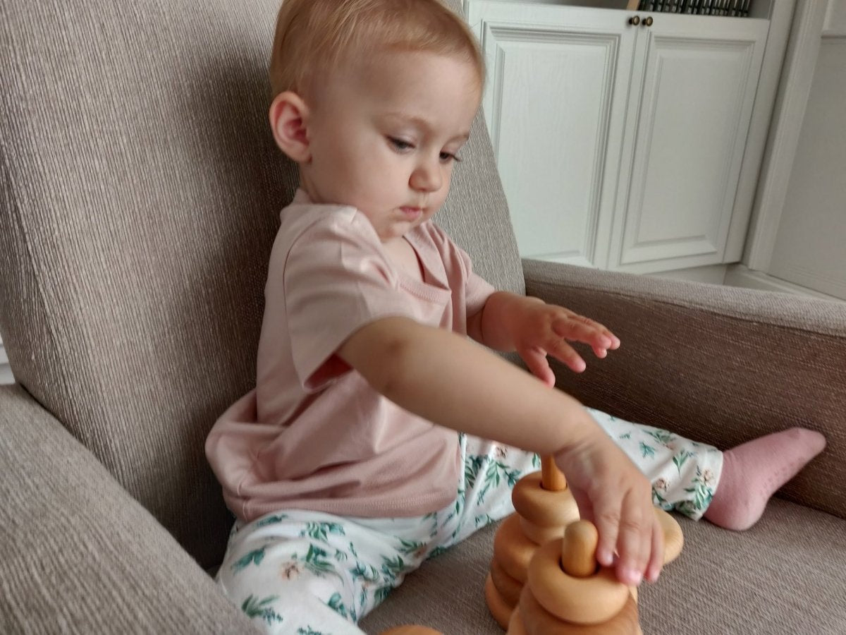 Wooden Toddler Montessori Baby Toys, Pyramid Stacking Rings