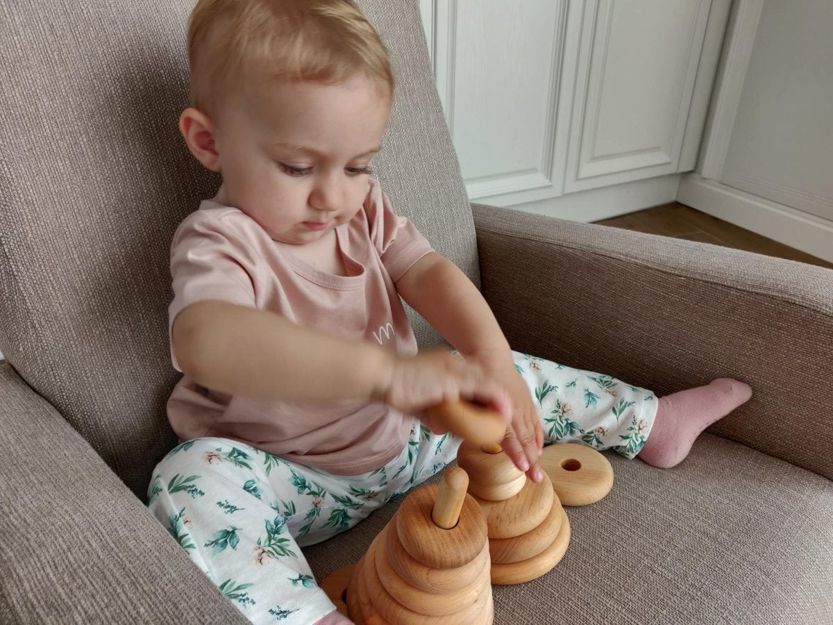 Wooden Toddler Montessori Baby Toys, Pyramid Stacking Rings
