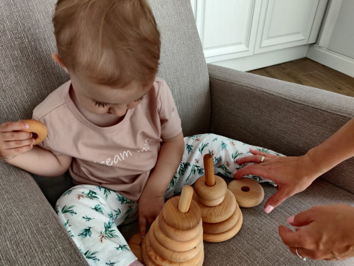 Wooden Toddler Montessori Baby Toys, Pyramid Stacking Rings