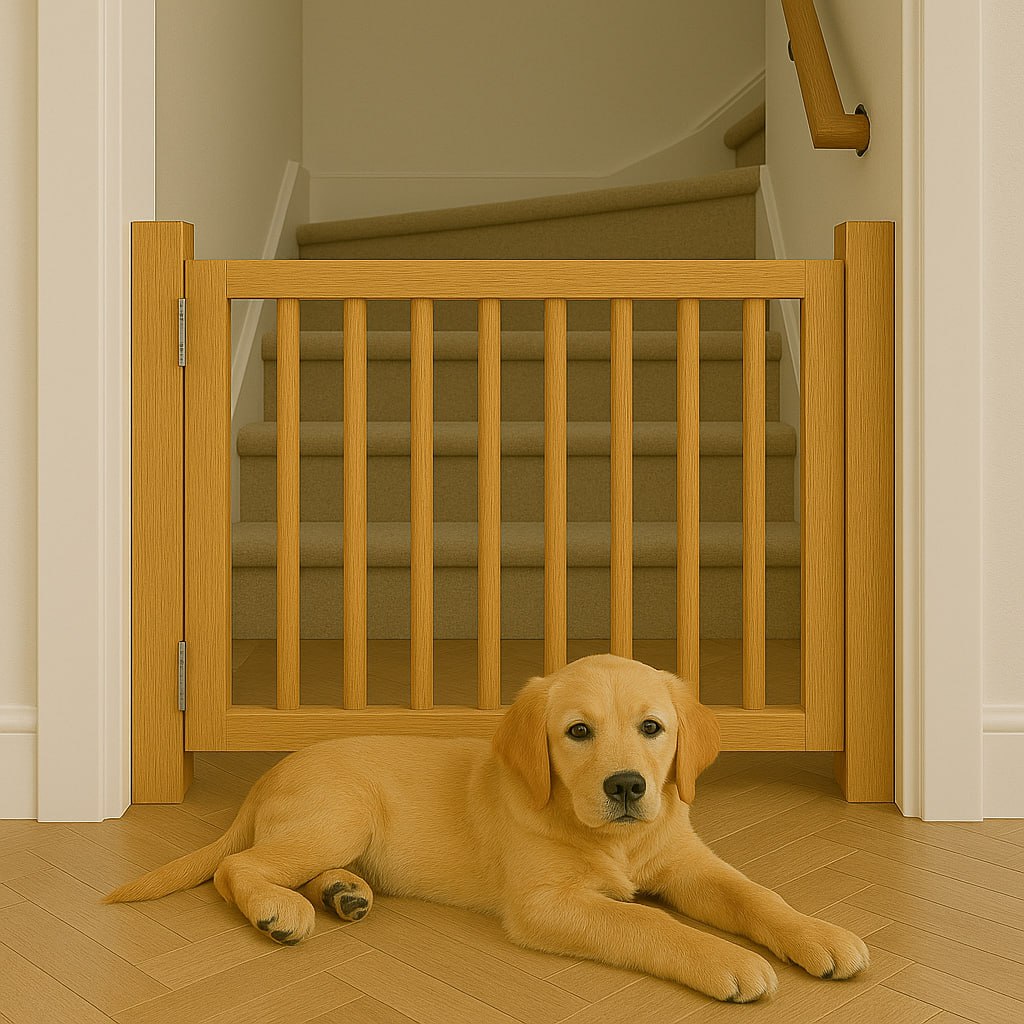 Wooden Stair Dividers Adjustable Baby Pet Safety Gates
