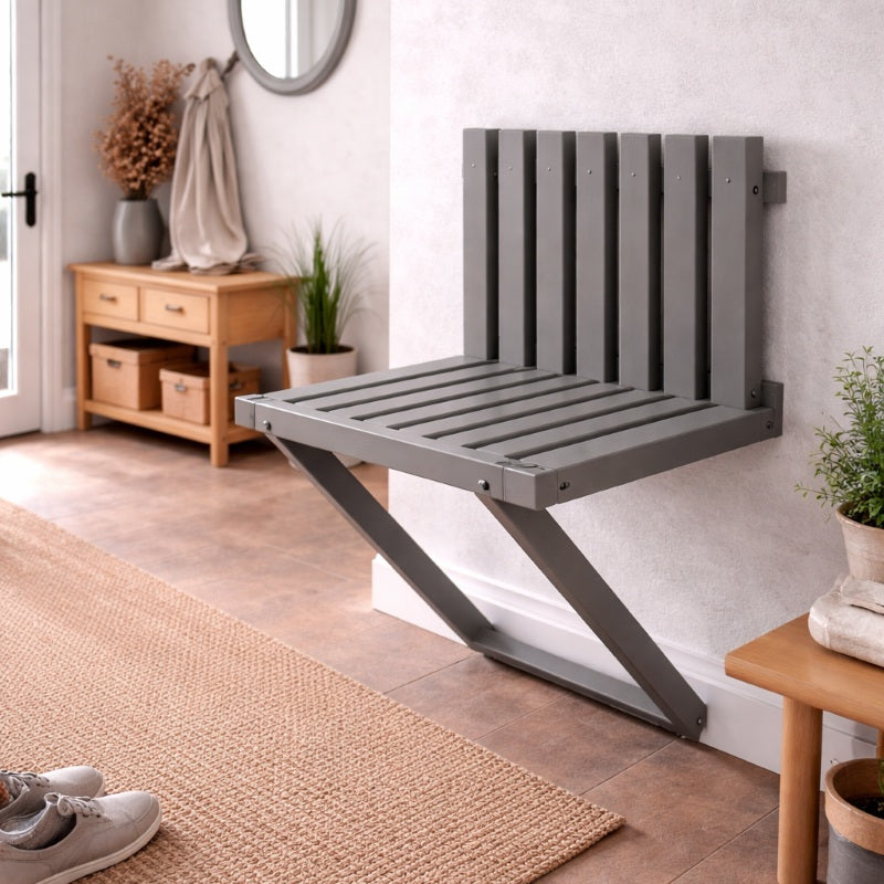 Wall Mounted Folding Chair for Entryway – Wooden Space Saving Seat