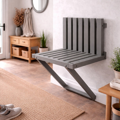 Wall Mounted Folding Chair for Entryway – Wooden Space Saving Seat