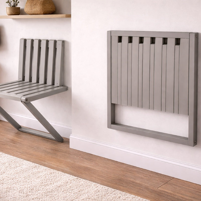 Wall Mounted Folding Chair for Entryway – Wooden Space Saving Seat