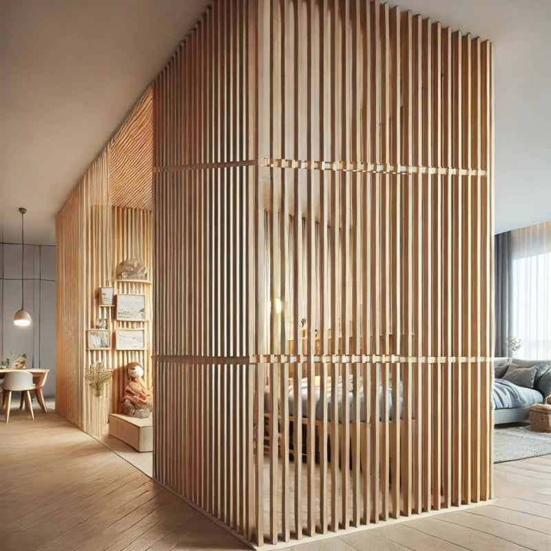 Mid-Century Room Dividers, Wood Slat Partitions and Freestanding Privacy Screens