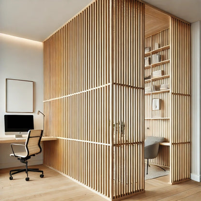 Mid-Century Room Dividers, Wood Slat Partitions and Freestanding Privacy Screens