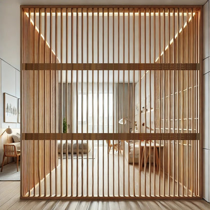 Mid-Century Room Dividers, Wood Slat Partitions and Freestanding Privacy Screens