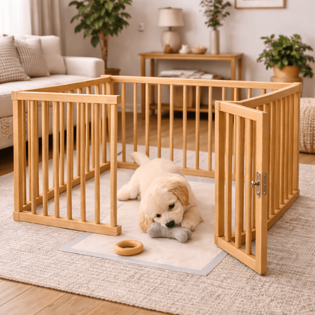 Wooden Dog Playpen for Indoor Use