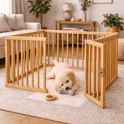 Wooden Dog Playpen for Indoor Use