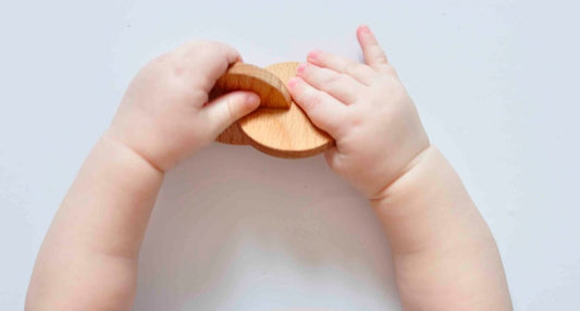 Baby Teething Toys for Infants, Montessori Wood Interlocking Discs, Organic Waldorf Rings