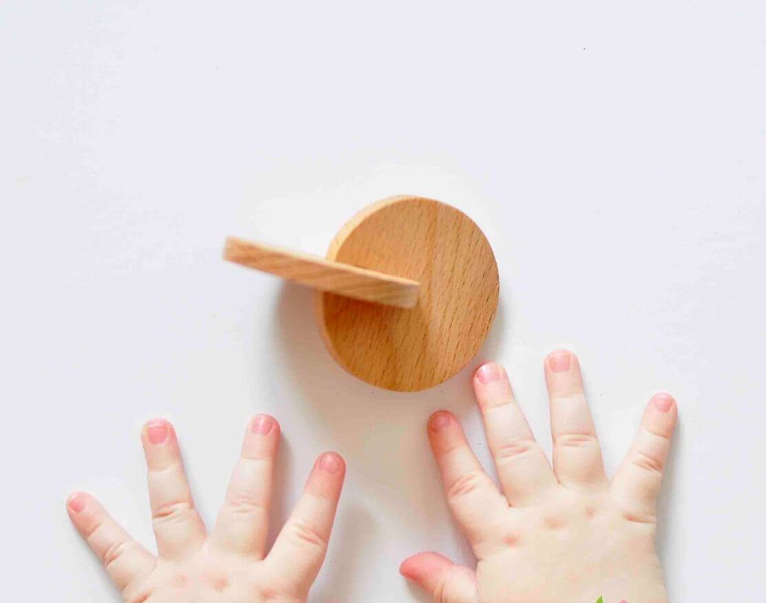 Baby Teething Toys for Infants, Montessori Wood Interlocking Discs, Organic Waldorf Rings