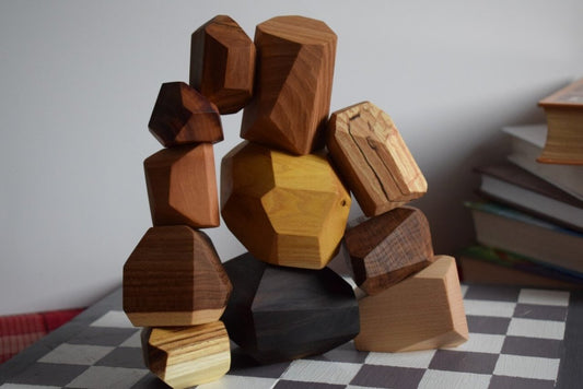 Baby Wooden Building Blocks Waldorf Toddler Sensory Games Montessori Natural Materials Learning Motor Skills Development Kid