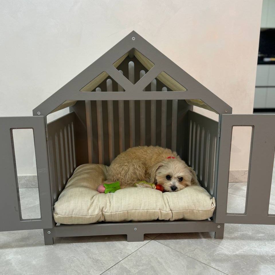 Dog bed cat bed, pet house furniture, wood kennel crate, small medium XL indoor pillow, unique modern cage puppy gift, sleeping place cushion