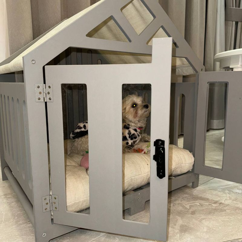 Dog bed cat bed, pet house furniture, wood kennel crate, small medium XL indoor pillow, unique modern cage puppy gift, sleeping place cushion