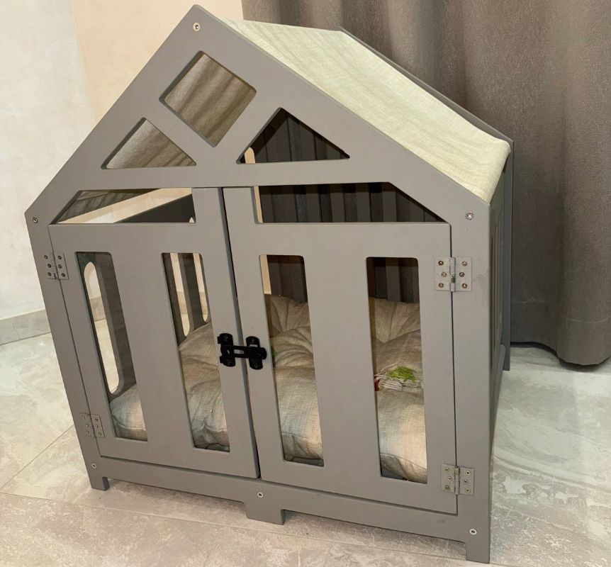 Dog bed cat bed, pet house furniture, wood kennel crate, small medium XL indoor pillow, unique modern cage puppy gift, sleeping place cushion