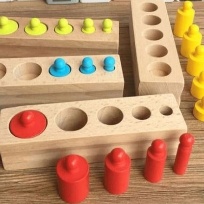 Educational Baby Stacking Blocks Wooden Montessori Cylinders Best Sensory Toddler Toy Learning Gifts for Girls Boys Rainbow
