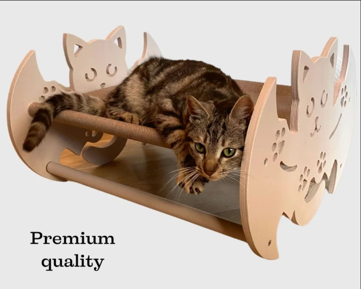 Modern Cute Wood Pet Furniture Dog Bed Hammock Stand Unique Cat Lover Gift Large Small Animals Sofa Black White Gray Beige