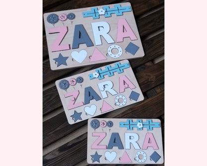 Personalized Baby Girl Name Puzzle Unique Gift Boys Ages 1 3 Wooden Montessori Nursery Toddler Toy Travel Kids Busy Board
