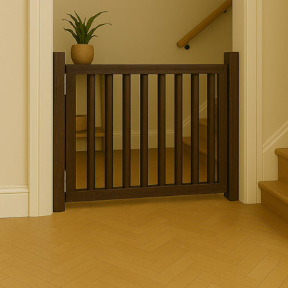 Modern Baby Pet Safety Gate Adjustable Wooden Barrier for Stairs and Doorways.