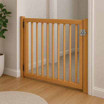 Modern Baby Pet Safety Gate Adjustable Wooden Barrier for Stairs and Doorways.