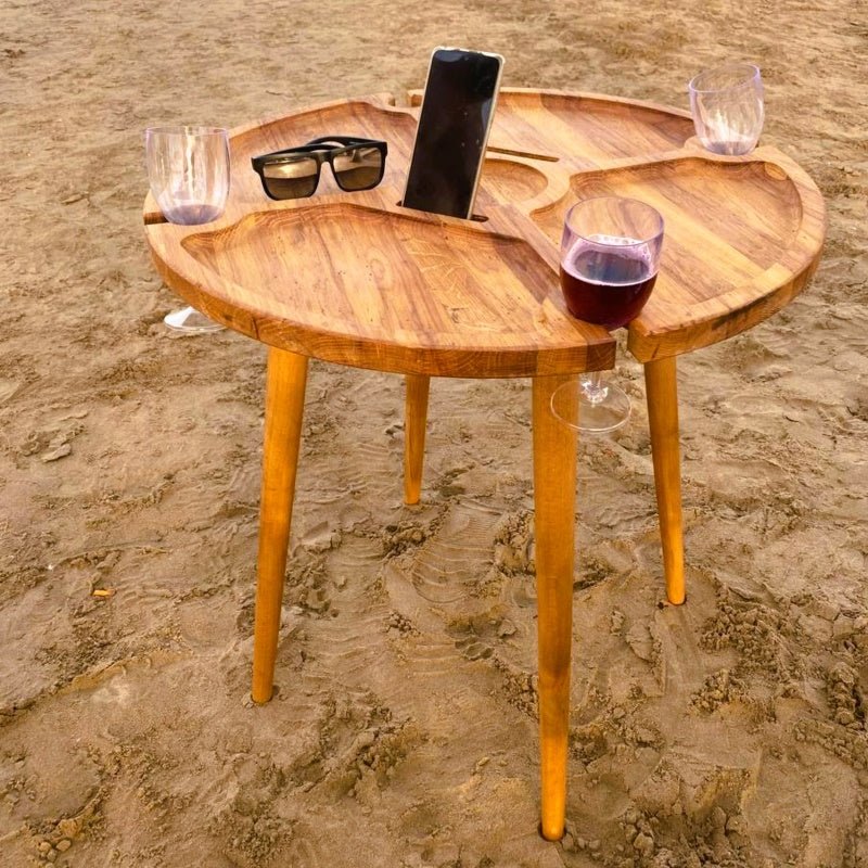 Portable wine table Outdoor Patio Furniture Folding Wood Bar-Side Serving High Table The Perfect Handmade Gift Wine Lovers