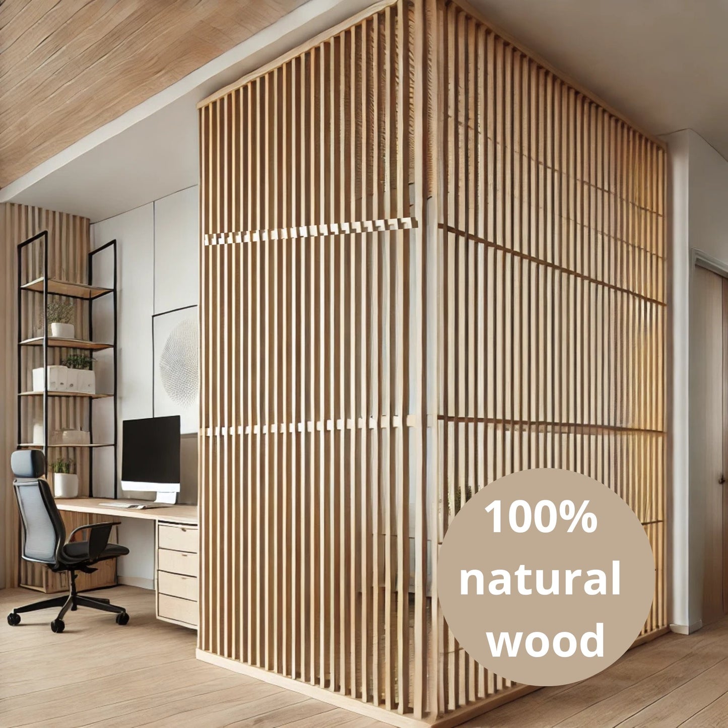 freestanding wooden partition with stable base supports