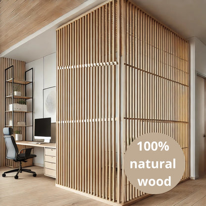 freestanding wooden partition with stable base supports