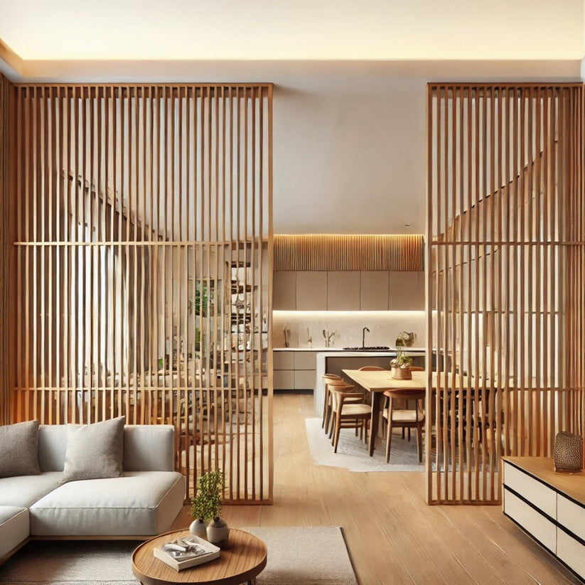 Custom Wood Slat Room Divider, Solid Oak Beech Screen – Woodesa