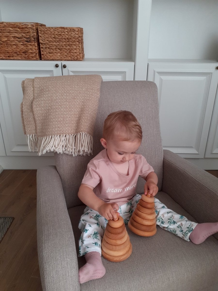 Wooden Toddler Montessori Baby Toys, Pyramid Stacking Rings