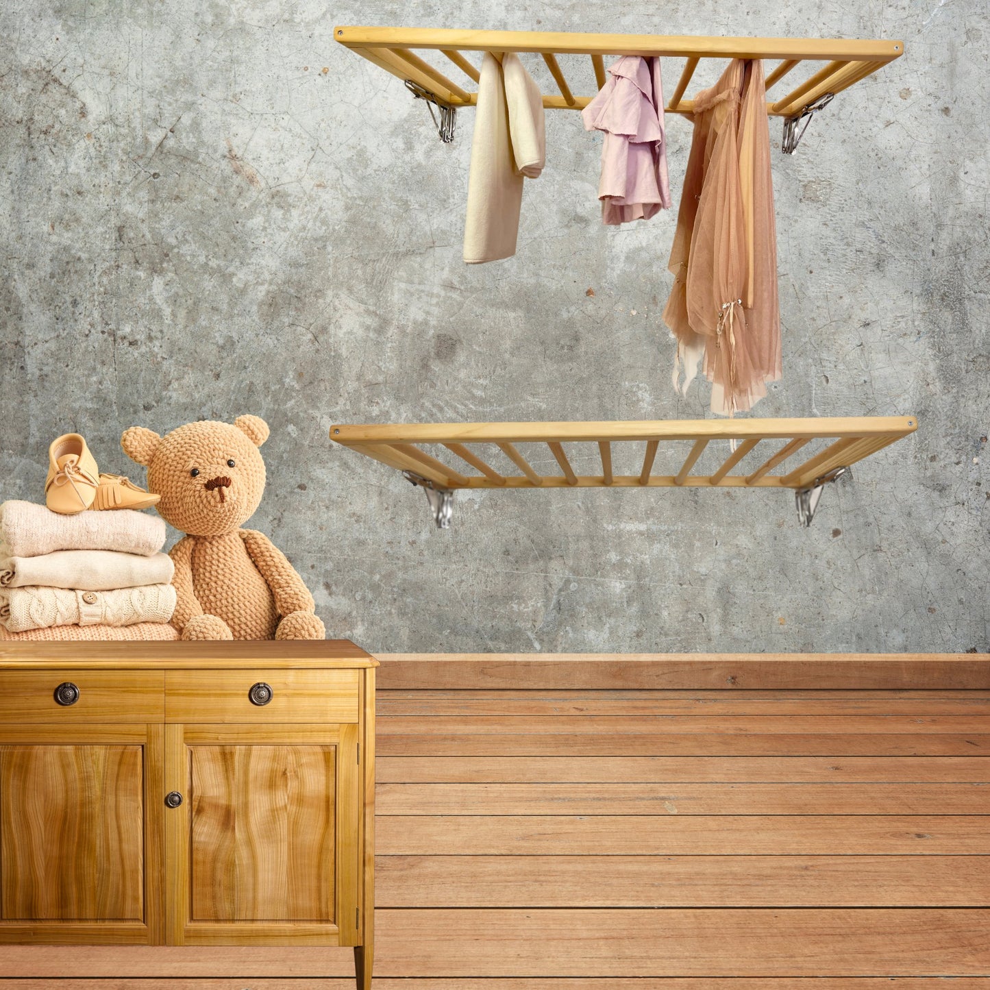 laundry room with wall-mounted wooden airer